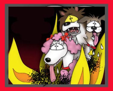 The Bizzy Buddies Snail's Pace Productions Humorous Illustrated Spirit Cartoons by Vuja Day Comedy Writer Illustrator Cerebrus The Three Headed Dog