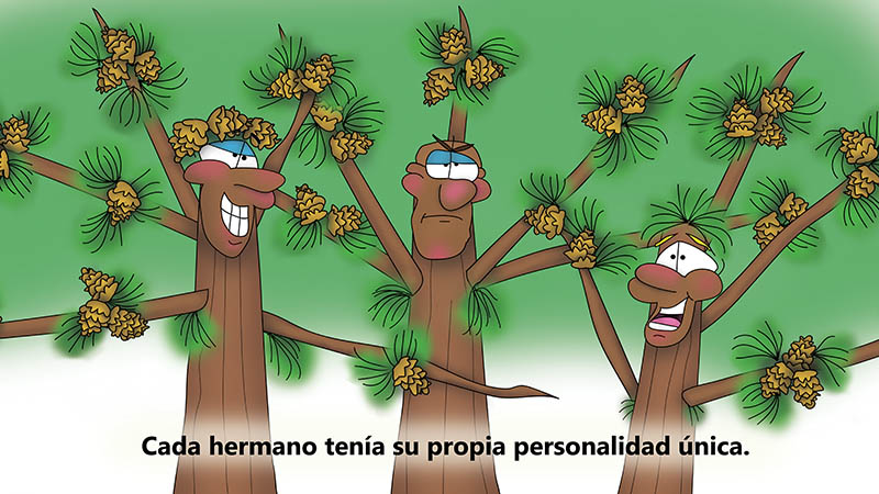 Bizzy Buddies - Los Tres Hermanos Arbol Historia ilustrada humorística