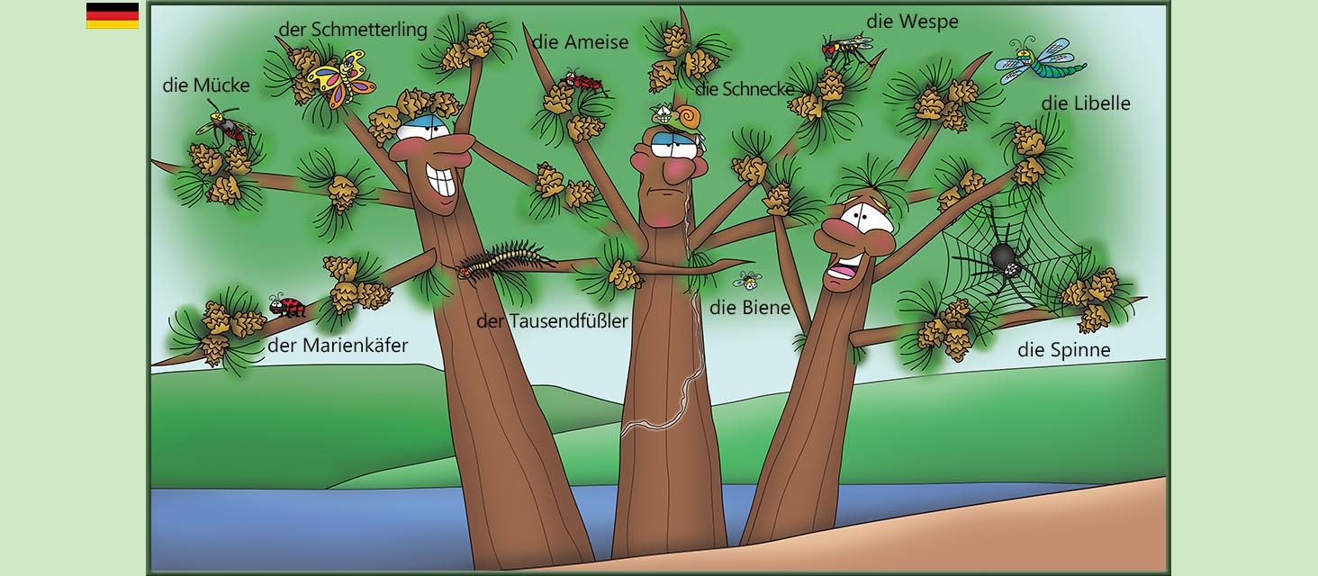 Bizzy Buddies Snail's Pace Productions Die Drei Baumbruder Aus dem Englishchen ins Deutsche ubersetzt Vuja Day Multi Lingual Languages