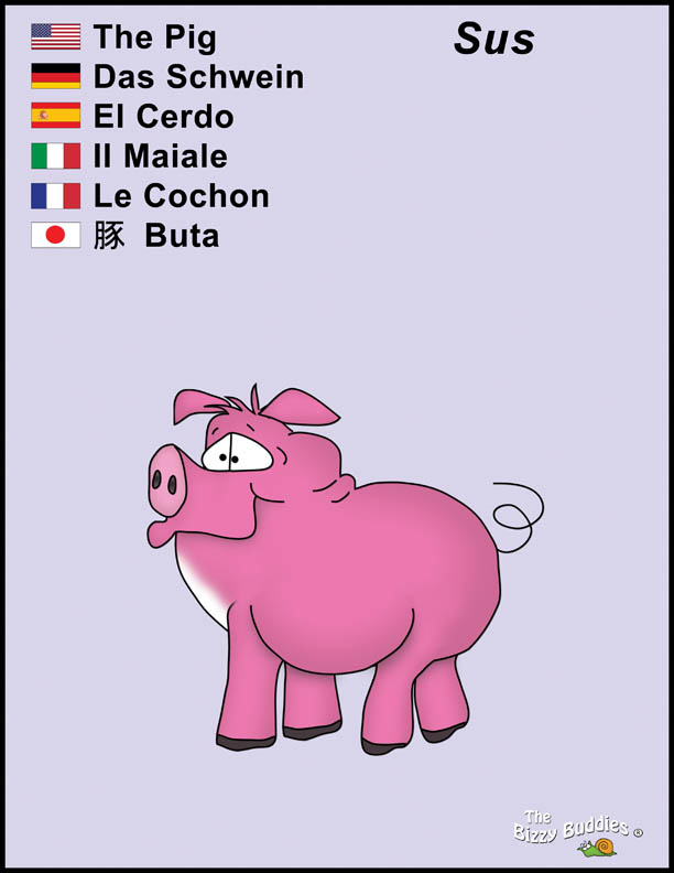 Bizzy Buddies - Pig cartoon character Lorraine Day